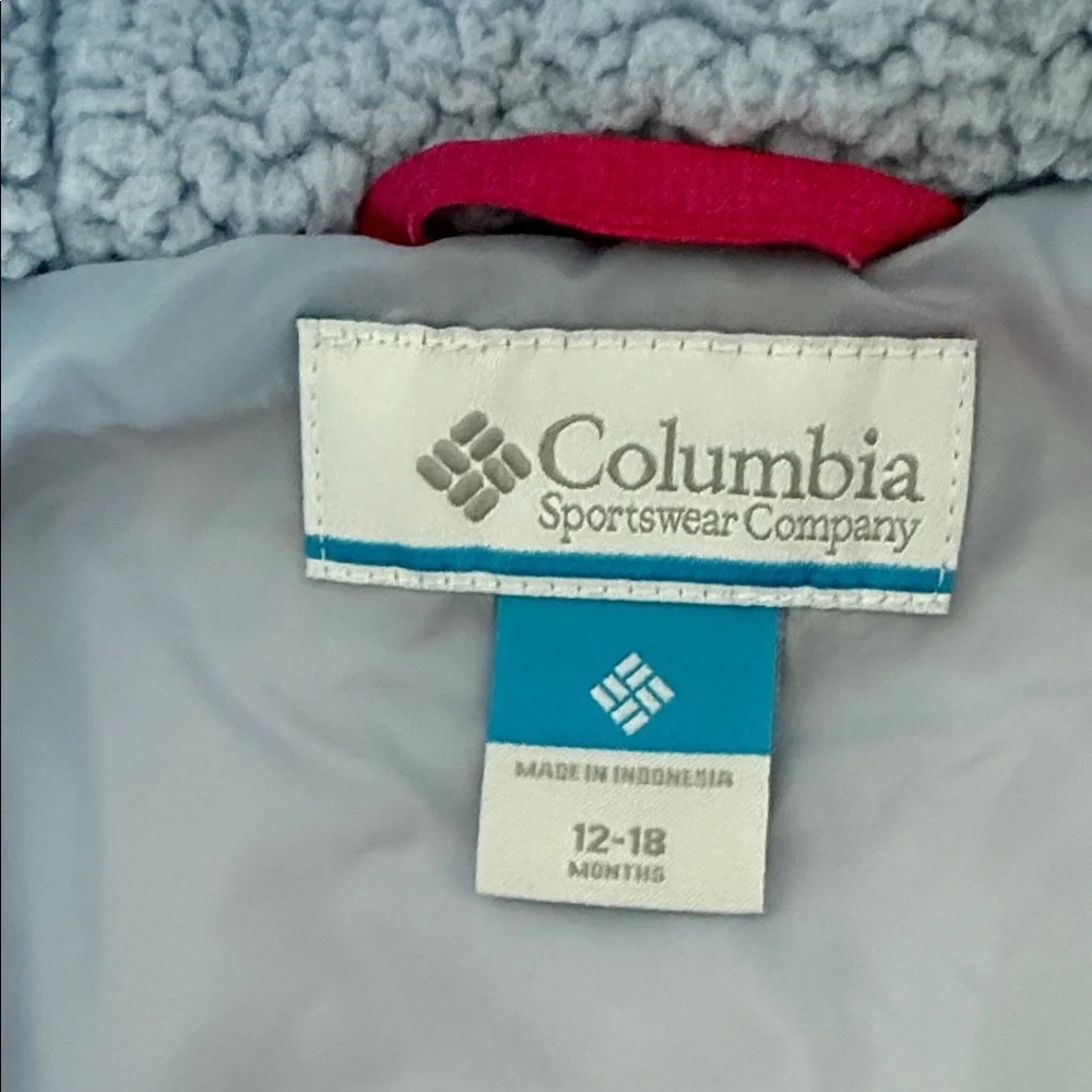 Columbia Bright Pink Quilted Kids Footie snowsuit